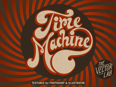 Time Machine 70s groovy lettering logo script texture typography vintage