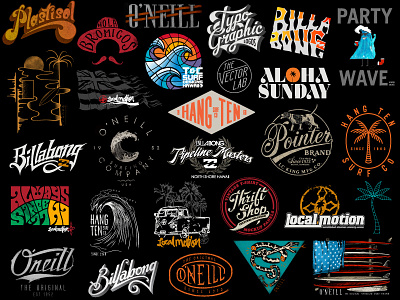 Logos, lettering & surf t-shirt designs aloha hawaii lettering logo surf surfing t-shirt tee