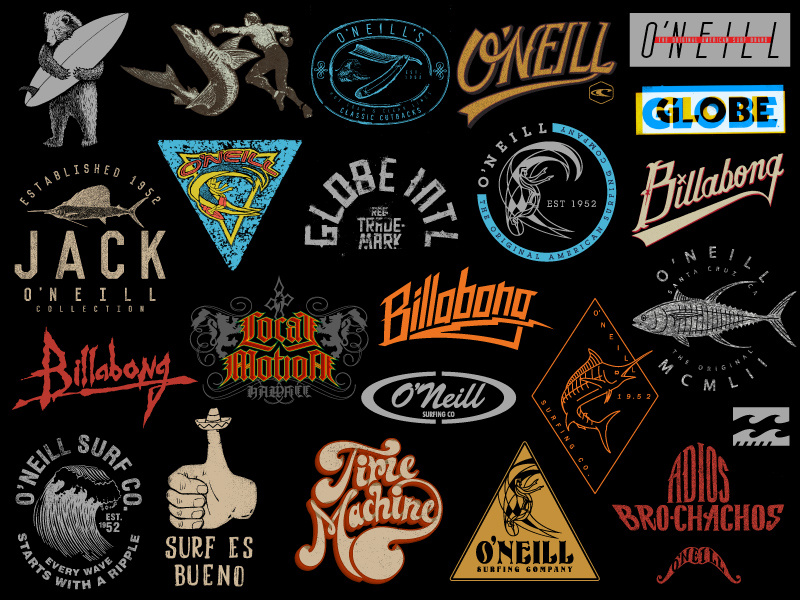 Surf logos, lettering & t-shirt designs by Ray Dombroski on Dribbble