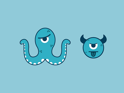 Rude Monsters flat illustration mascot monsters octopus