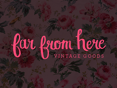 far from here feminine floral hand drawn hot pink logo script type unused