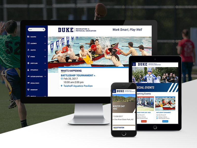 Duke Recreation higher ed web design drupal ui recreation education university website responsive duke