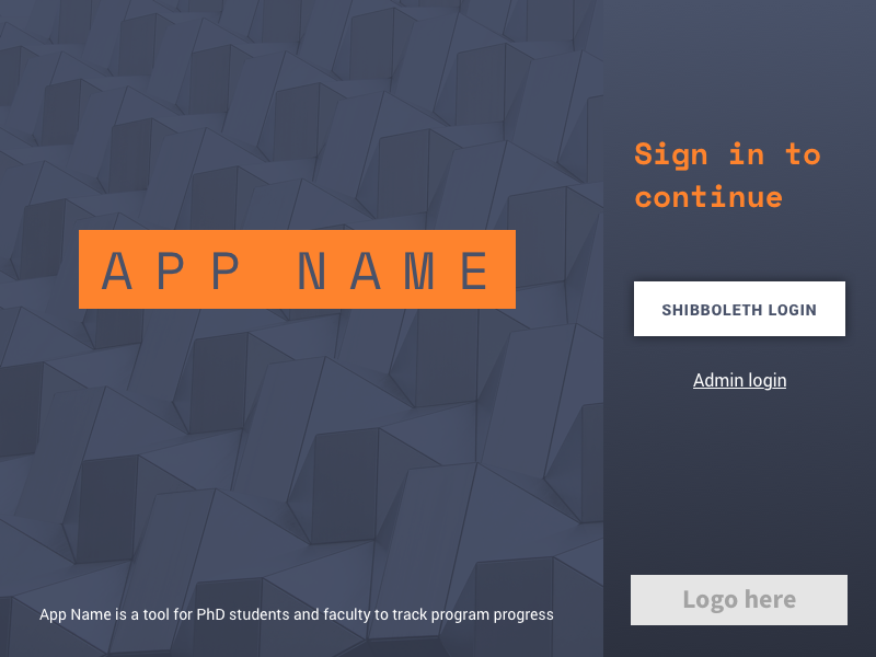 Example app login screen 2 higher ed web app ui application login
