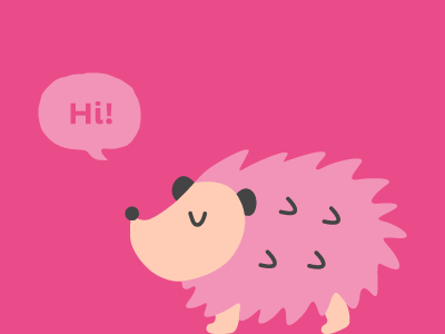 Hello! debut hedgehog illustration pink