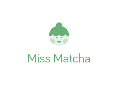 Miss Matcha face flat green illustration logo matcha miss simple