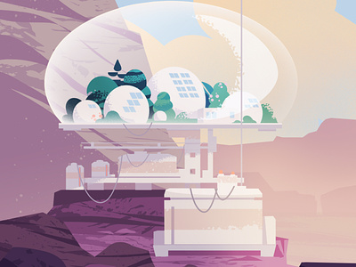 Space colony colony exploration illustration landscape other planet space travel