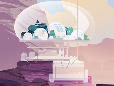 Space colony colony exploration illustration landscape other planet space travel