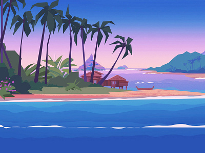 Hawaii beach hawaii illustration island landscape ocean