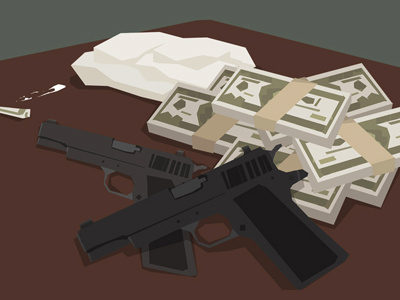 guns, drugs, money drugs game design guns illustration mafia money