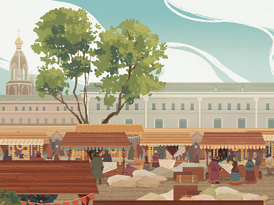Bread Fair in St. Petersburg XIX c bread fair history illustration russia