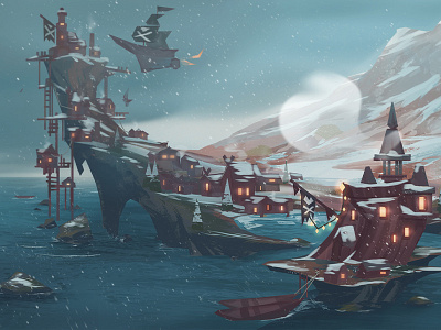 Pirate bay game ilustration landscape pirate travel
