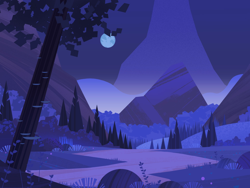 Night landscape by Gala Poliakova on Dribbble