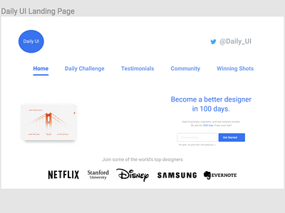 Daily UI #100: Redesign Daily UI Landing Page dailyui 100