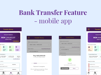 Bank Transfer Feature (Mobile App) product design ui design ux design