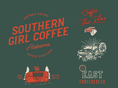 Southern Girl Coffee Roasters brand design branding coffee custom type design illustration print typogaphy