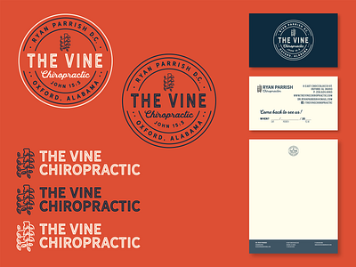 The Vine Chirpractic brand design branding design illustration print typogaphy typography