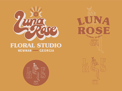 Luna Rose Floral Studio Identity System brand design branding custom type design illustration logo typography