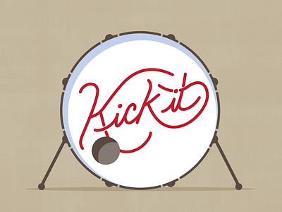 Kick It design drum hand icon illustration lettering type vector