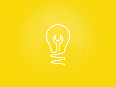 Think & Do bulb design flat icon illustration light logo wrench yellow