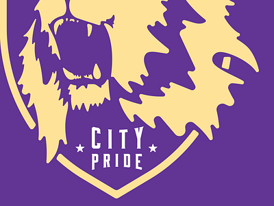 City Pride brand city design icon identity illustration lion logo purple soccer sports typography