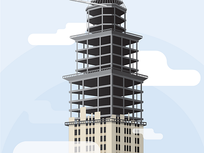 Skyscrapin' blue building cloud hand illustration skyscraper statistics ui vector world