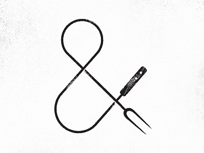 & BBQ ampersand and bbq design food fork icon lettering logo type ui