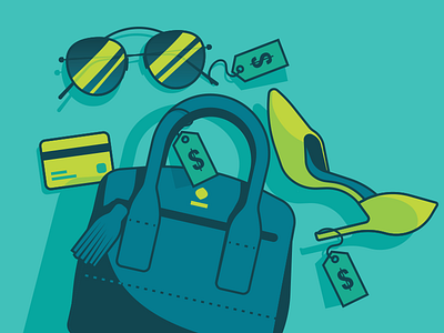 Shop bag cart glasses illustration infographic purse shoe shop ui