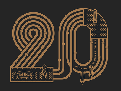 YH 20 20 anniversary beer dot illustration line shirt tap handle