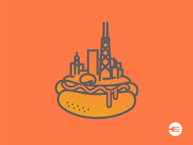 Chicago Dog hot dog logo illustration icon food eat ui app chicago