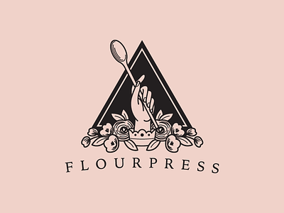 Flourpress logo bakery brand branding flowers hand icon id identity illustration logo type