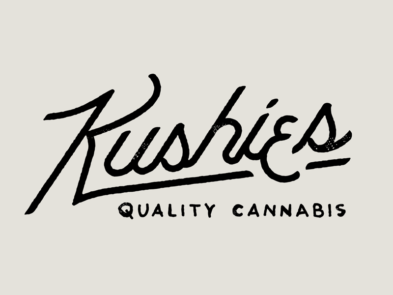 Kushies marijuana edible weed cannabis lettering hand script type identity branding logo