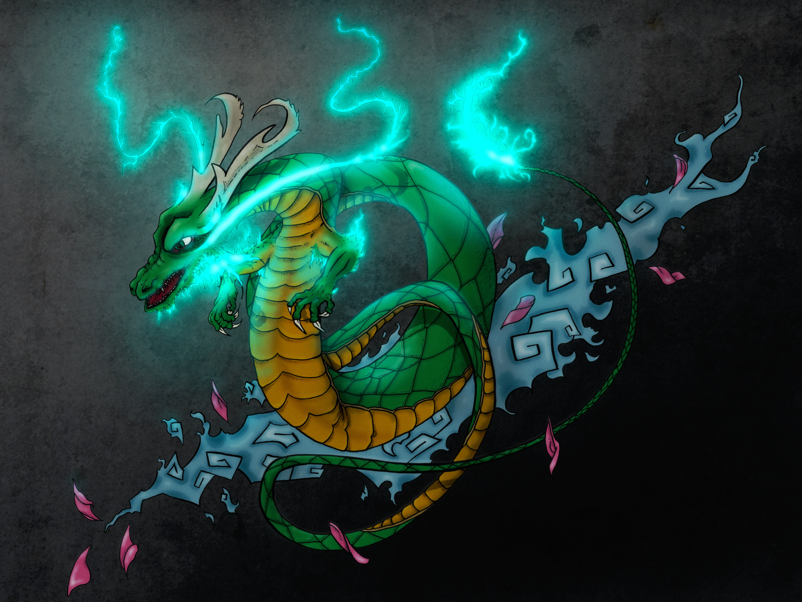 Китайский дракон неон
