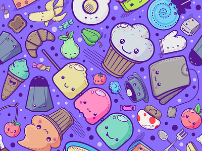 Kawaii Food Pattern design illustration kawaii pattern photoshop