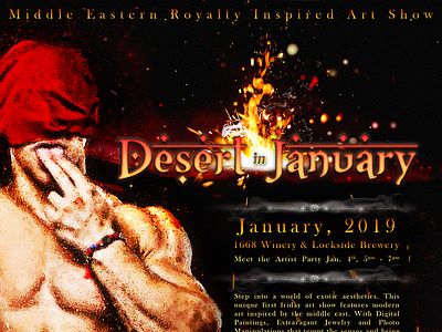 Desert In January Art Show Poster advertising art show branding branding design desert in january digital fire fit flier flyer hot hunk man muscle no shirt painting poster poster art sexy shirtless