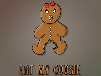 Eat My Cookie abstract cartoon christmas funny gingerbread gingerbread woman hilarious humor illustration vector xmas