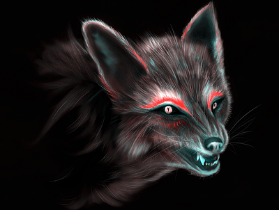 Neon Fox War Paint animal digital art digital painting fox illustration war paint