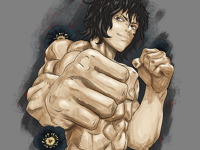 Ashura with Black Hellebore anime fighter illustration kengan ashura manga martial arts