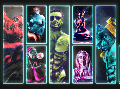 Neon Grunge Collection art artwork digital painting illustration illustrations muscle neon painting