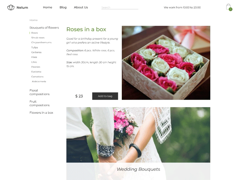 Animation Add To Bag - Website Flowers Shop animation flower ui uidesign web website