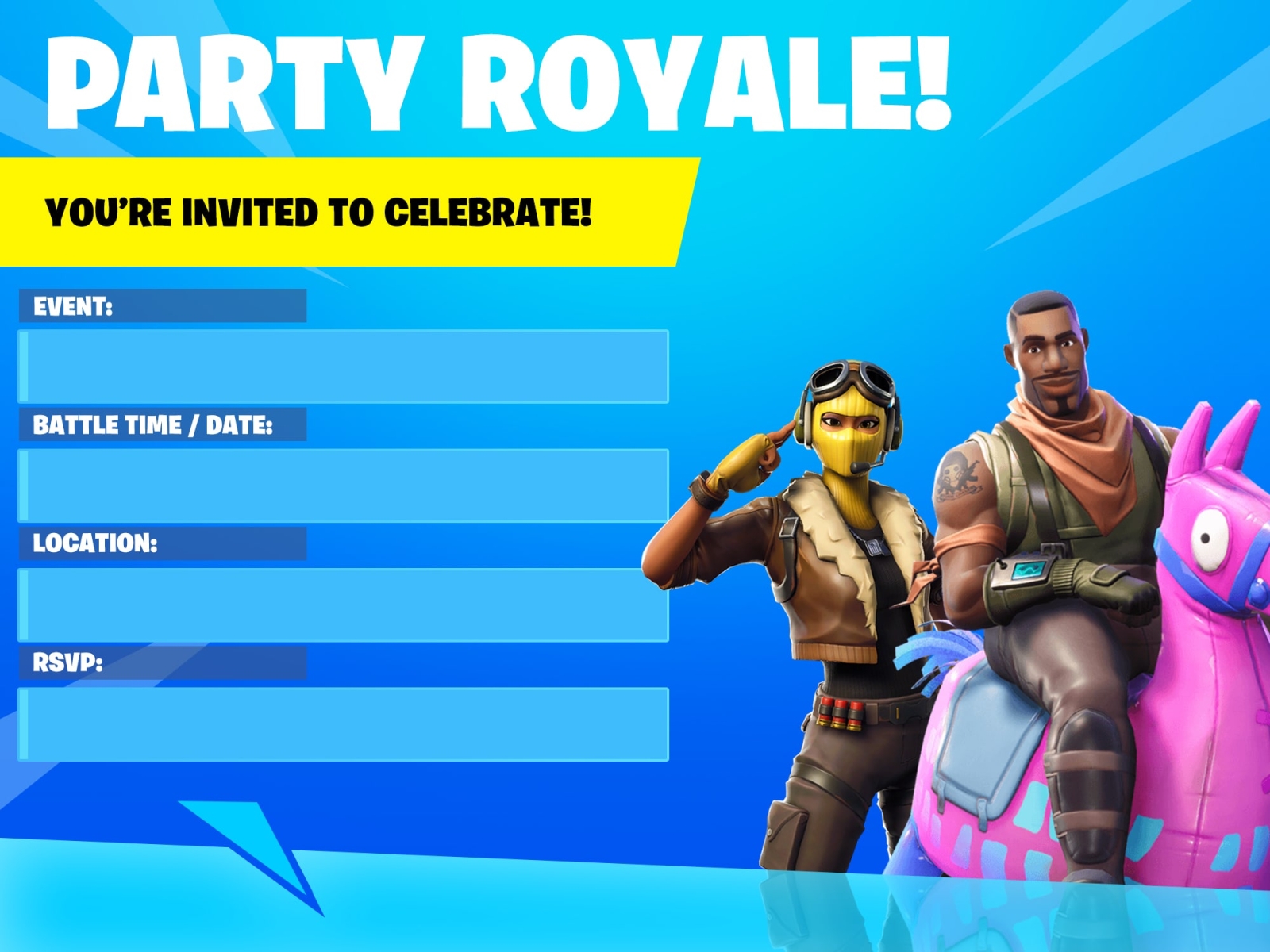 Fortnite birthday online invitations