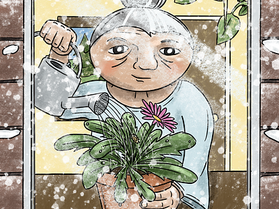 Hope and Care - Procreate Illustration for Publication art care drawing flower hope illustration print seasonal snow