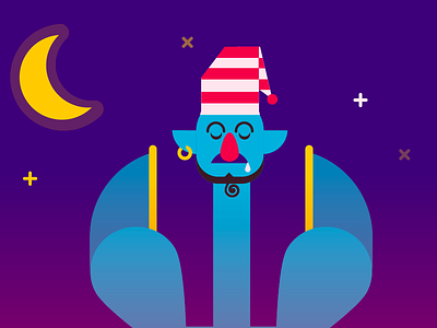 Genie Illustration for iOS app app flat food genie google illustration ios mobile night sleep