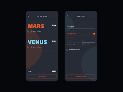 check out (Daily UI 2) check out credit card daily ui mars shopping cart venus