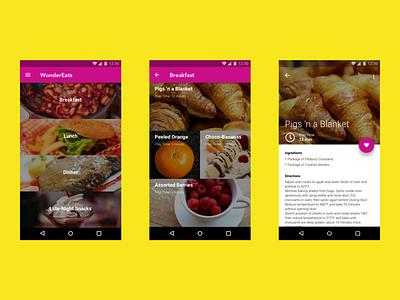 Android Recipe Discovery App android app design ui ux
