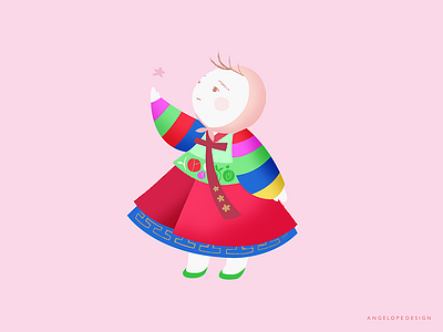 내 딸 유나 (My Daughter Yuna) baby daughter girl hanbok illustration korea korean vector