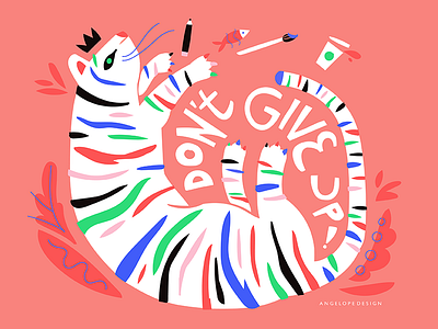 Don't Give Up art colorful hand drawn illustration stripes tiger type type art typography vector