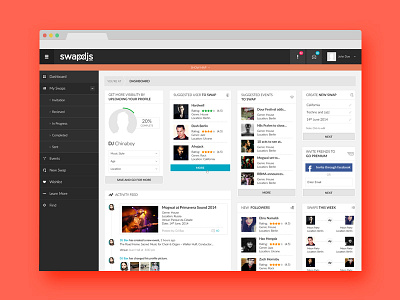 Swap Dj S Dashboard branding clean design flat landing layout page responsive simple web website