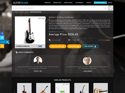 Guitar Place Product Detail branding clean design flat landing layout page responsive simple web website