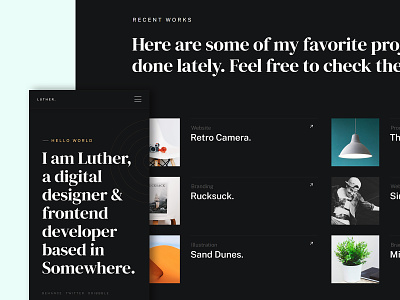 Luther - Free One Page HTML Personal Website Template css design free freebie html landing page personal portfolio resume template ui web design website