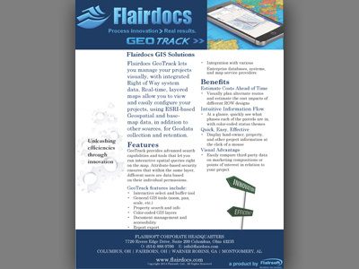 Flairdocs/Flairsoft GeoTrack Brochure brochure brochures design event flyer flyers graphic item print product showcase software